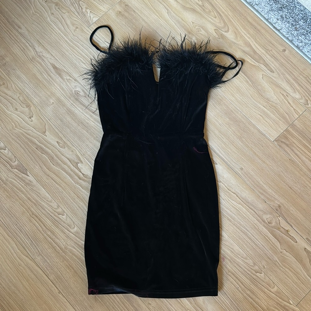 Superdown black mini velvet dress
